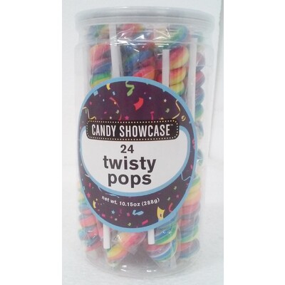 Rainbow Twist Lollipops (288g - 12g Each) Pk 24