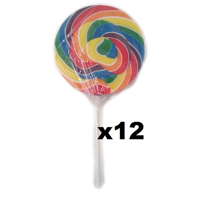 Rainbow Swirl Giant Lollipop (200g) Pk 12