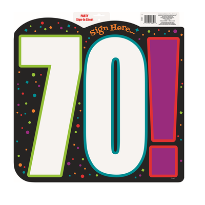 Birthday Cheer 70 Sign In Cutout Pk 1