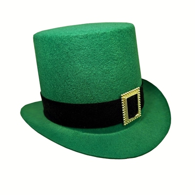 St Patricks Day Green Felt Top Hat with Buckle