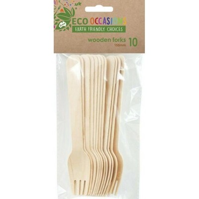 Wooden Forks (155mm) Pk 10