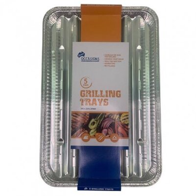 Rectangle Foil BBQ Grilling Trays 22.5 x 34.5cm (Pk 5)