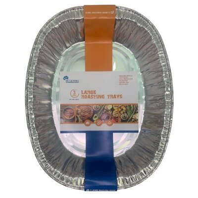 Oval Foil Roasting Trays 45 x 36cm (Pk 3)