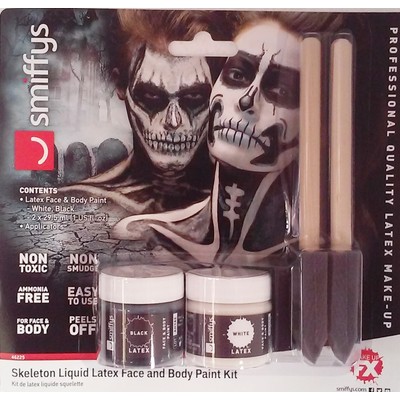 Halloween Skeleton Latex Face & Body Paint Set Pk 1