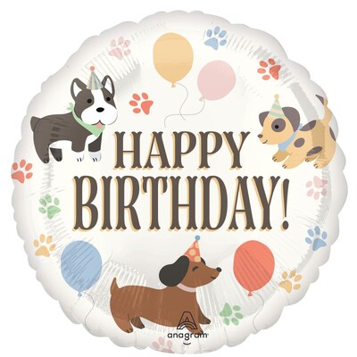 Pawsome Party Dog Happy Birthday Foil Balloon 