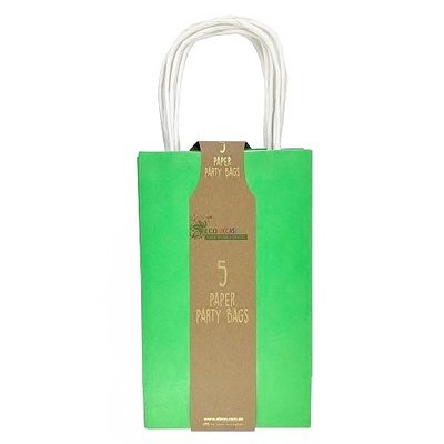 Lime Green Paper Party Loot Bags 21x13x8cm (Pk 5)