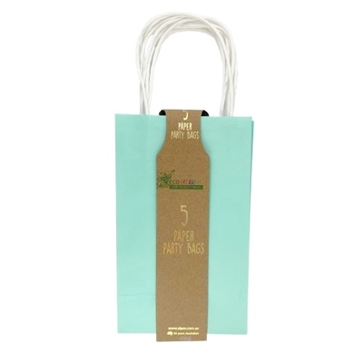Mint Green Paper Party Loot Bags 21x13x8cm (Pk 5)