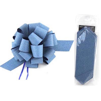 Diamond Peacock Blue 8in Pull Bow Decoration Pk 1 