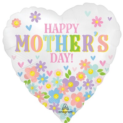 Happy Mothers Day Daisy Chain Heart Foil Balloon