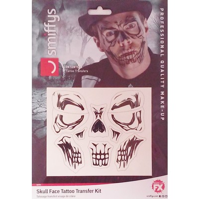 Halloween Skull Face Tattoo Transfer Pk 1