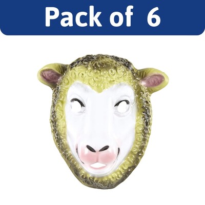 Child Sheep PVC Face Masks Bulk Pack of 6 | Animal Costume Masks