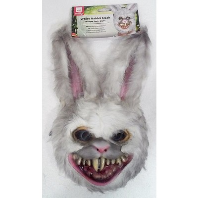 Halloween White Rabbit Mask with Fur Pk 1