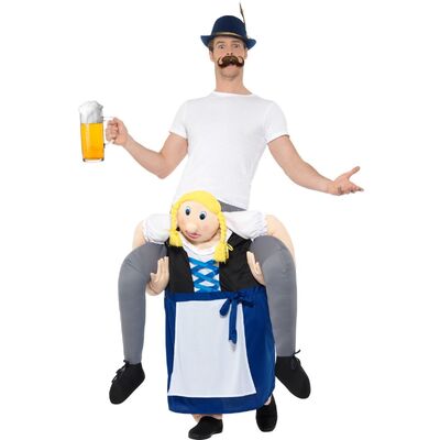 Adult Piggy Back Carry Me Bavarian Beer Maid Costume (One Size)