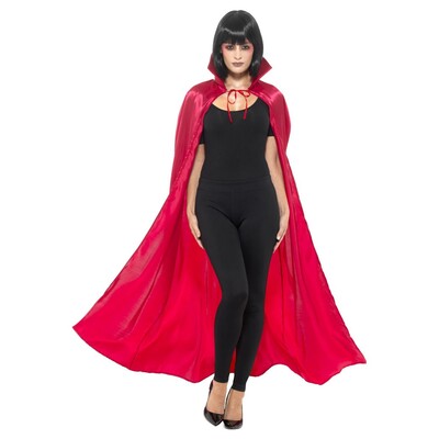 Halloween Adult Long Red Satin Devil Cape Pk 1 (Cape Only)