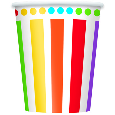 Rainbow Birthday 9oz Paper Cups Pk 8