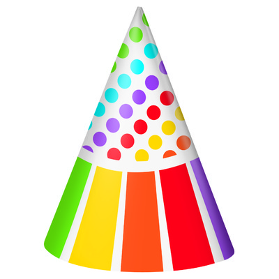 Rainbow Birthday Party Hats Pk 8