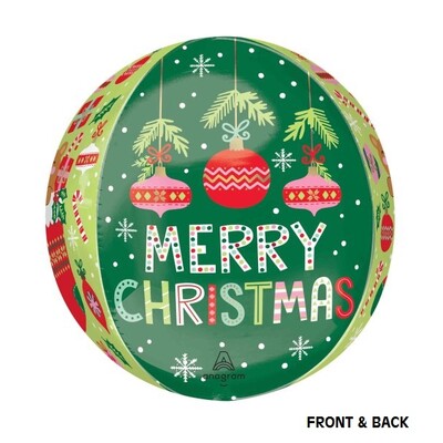 Beary Merry Christmas Orbz Foil Balloon 38x40cm 