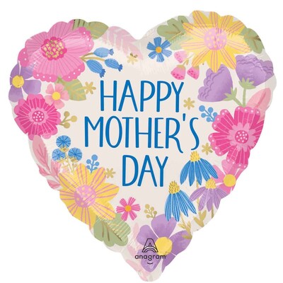 Happy Mothers Day Floral Heart Foil Balloon
