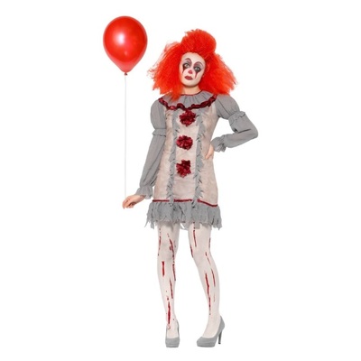 Adult Vintage Clown Lady Halloween Costume (Medium, 12-14)