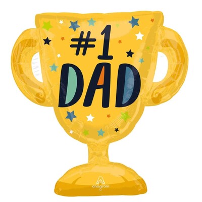 #1 Dad Trophy Foil Supershape Balloon 66x68cm