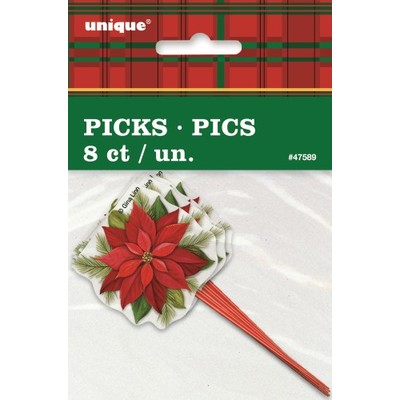 Christmas Poinsietta Picks (9cm) Pk 8