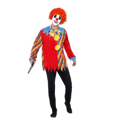 Halloween Creepy Clown Costume Kit (Top, Bow Tie and Mask) Pk 1