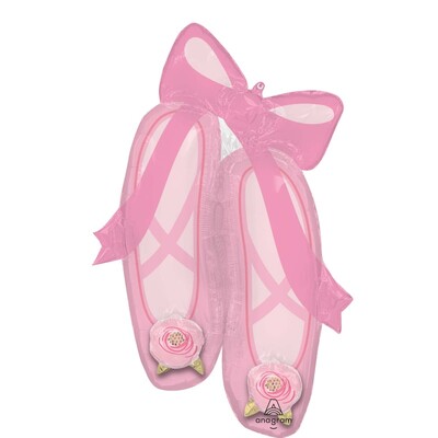 Pink Ballet Slippers 3D Rosette Supershape Foil Balloon