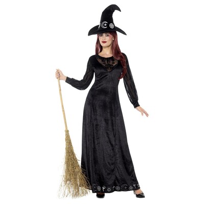 Adult Deluxe Witch Craft Costume with Dress & Hat (Medium, 12-14)