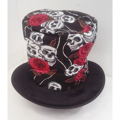 Halloween Day of the Dead Top Hat with Skulls & Roses Pk 1