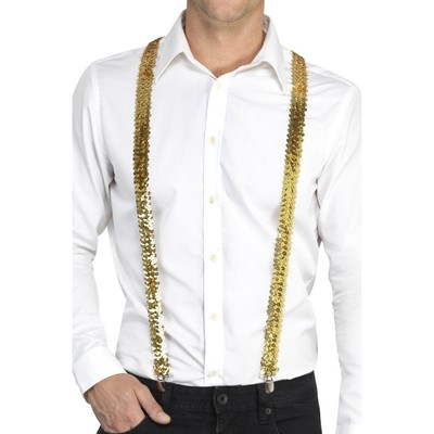 Adult Gold Sequin Suspenders / Braces Pk 1