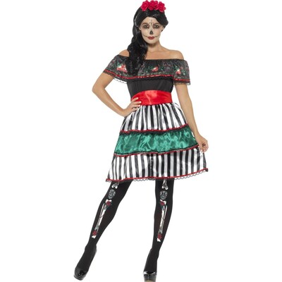 Adult Day of the Dead Senorita Doll Costume (Medium, 12-14)