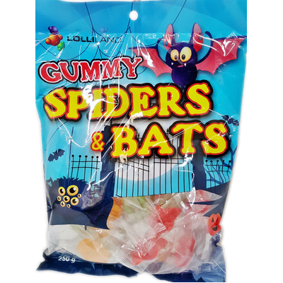 Gummy Spiders & Bats Lollies (250gm) Pk 1