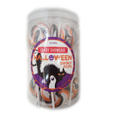 Orange Black White Swirly Pop Halloween Lollipops (288gm) Pk 24