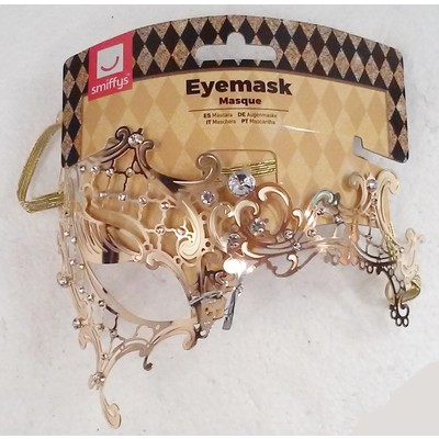 Gold Metal Filigree Style Half Eye Mask Pk 1