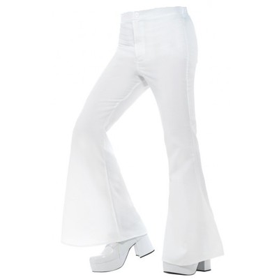 Adult Male Flared White Disco Costume Trousers (Medium) Pk 1