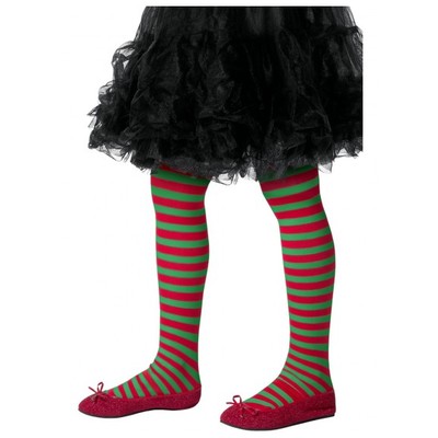 Child Red & Green Stripe Christmas Tights (6-12 Years) Pk 1