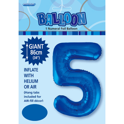 Royal Blue Number 5 Supershape Foil Balloon (34in/86cm) Pk 1