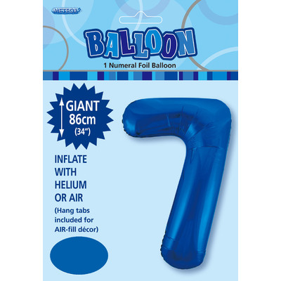Royal Blue Number 7 Supershape Foil Balloon (34in/86cm) Pk 1