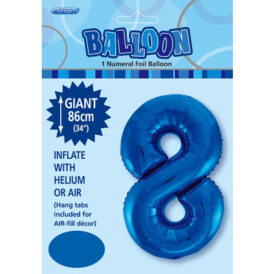 Royal Blue Number 8 Supershape Foil Balloon (34in/86cm) Pk 1