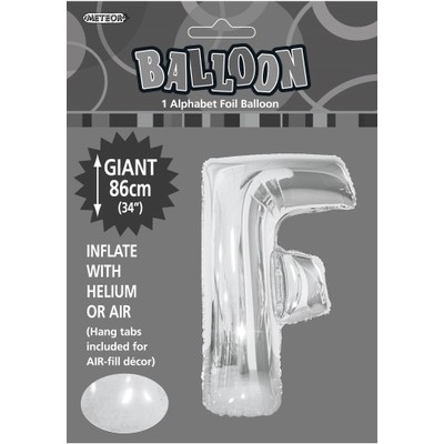 Silver Letter F Foil Supershape Balloon (34in-86cm) Pk 1