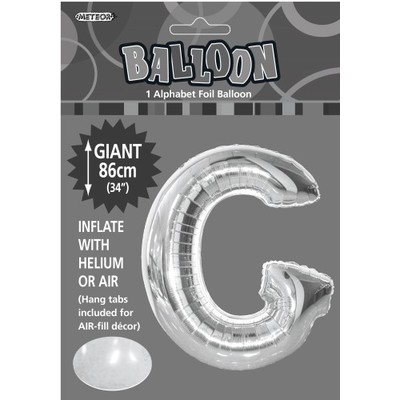 Silver Letter G Foil Supershape Balloon (34in-86cm) Pk 1