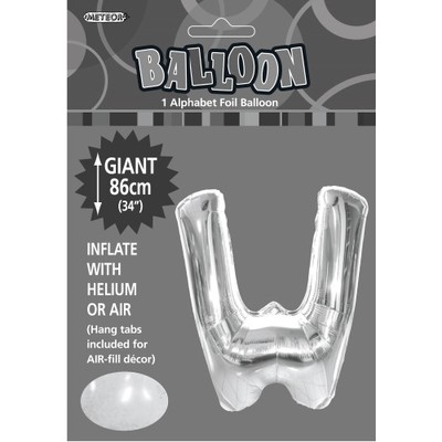 Silver Letter W Foil Supershape Balloon (34in-86cm) Pk 1