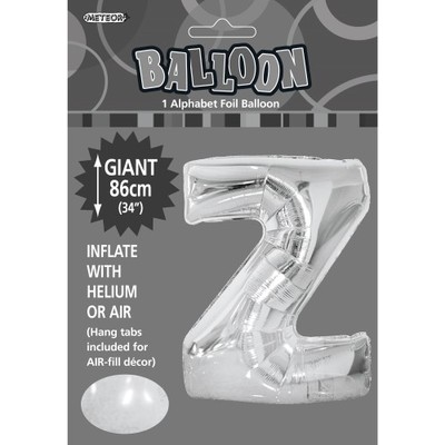 Silver Letter Z Foil Supershape Balloon (34in-86cm) Pk 1