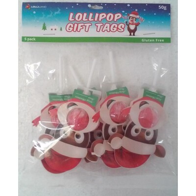 Christmas Reindeer Lollipop Gift Tags (10g) Pk 5