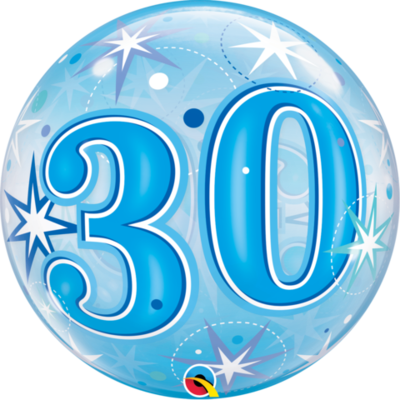 30 Blue Starburst Sparkle Bubble Balloon (22in.) Pk 1