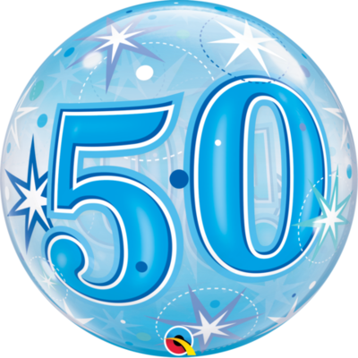 50 Blue Starburst Sparkle Bubble Balloon (22in.) Pk 1