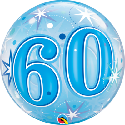 60 Blue Starburst Sparkle Bubble Balloon (22in.) Pk 1