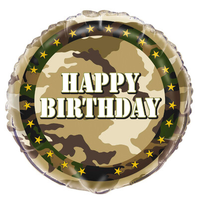 Military Camo Happy Birthday Foil Balloon 18in (Pk 1)