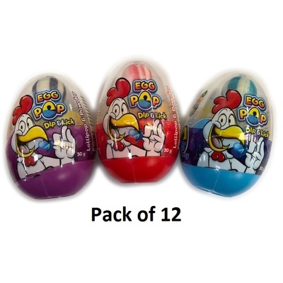 Assorted Flavour Egg Pop Lollipop & Sherbet Powder 30gm (Pk 12)