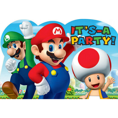 Super Mario Bros Invitations Pk 8